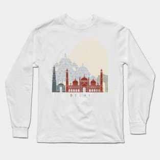 Delhi skyline poster Long Sleeve T-Shirt